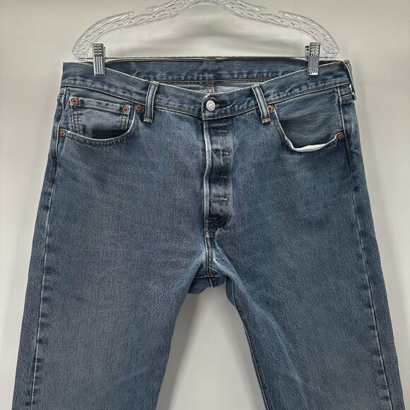 Levis Jeans Mens 501 36X34 Blue Original Fit Button Fly Casual - Picture 2 of 16